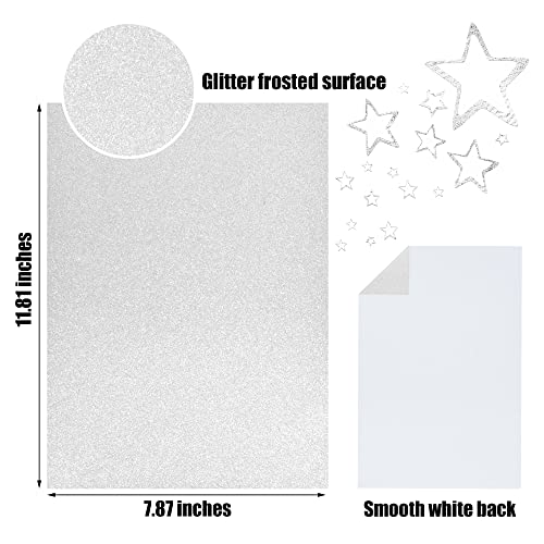Feilibay 20 Sheets Silver Glitter Cardstock Paper, A4 Size Glitter Paper For Crafts, Birthday And Wedding Party Decorations, Gift Box Packing And Other Diy Projects, 250Gsm/92Lb #TOP1