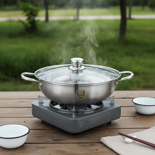 Casserole en acier inoxydable 34 cm à double compartiment pour fondue