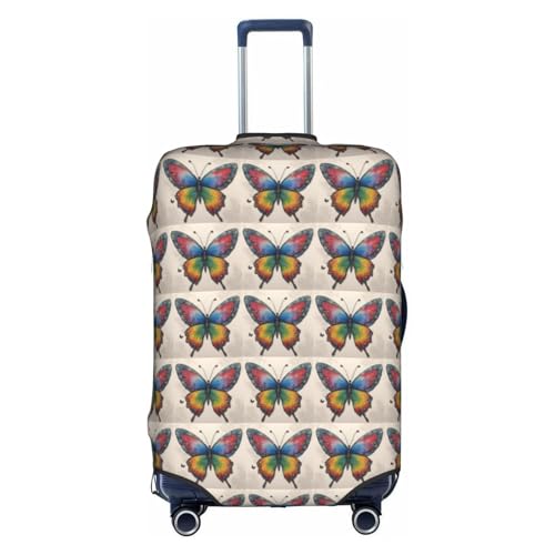 Rainbow Butterfly Print Luggage Cover For Suitcases, Elastic Travel Bag For Luggage, Stylish Design