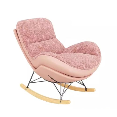 Genérico Mecedora Moderna tapizada en Rosa con cojín de Doble Cara y reposapiés: cómoda Silla de salón para Sala de Estar, habitación Infantil y Zona de Relax.