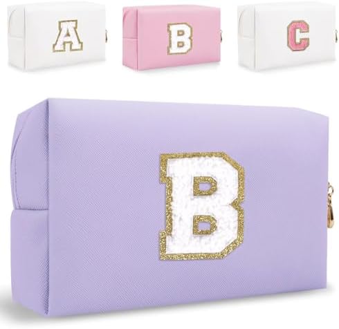 Bolsa de maquiagem pequena personalizada com letra inicial, bolsa...