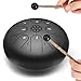 PUJONI Steel Tongue Drum Percussion: 6 Inch 8 Notes Musical Instruments, Music Gifts for Family Friends (Black)