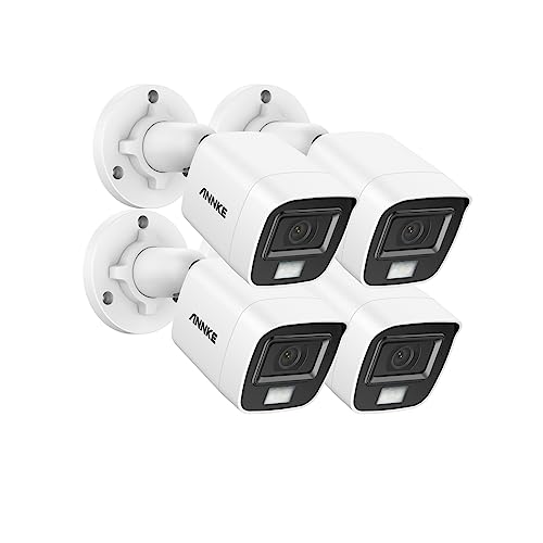 ANNKE 4 telecamere di sicurezza 3K con cavo, Smart Dual Light TVI aggiunta telecamere CCTV per esterni con microfono integrato e visione notturna a colori, IP67 Bullet Camera per la sorveglianza
