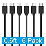 MAXGADGET 4326678379 Durable Android Micro USB Charging Cables for Galaxy S7/S6, Nexus, LG, HTC, Sony, Motorola and More - 8'' L - Black - 6 Piece