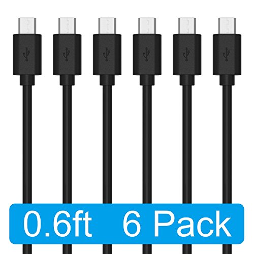 MAXGADGET 4326678379 Durable Android Micro USB Charging Cables for Galaxy S7/S6, Nexus, LG, HTC, Sony, Motorola and More - 8'' L - Black - 6 Piece