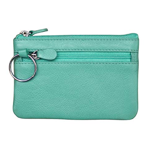 Image of ili New York Leather Mini Compact Coin Purse - Turquoise