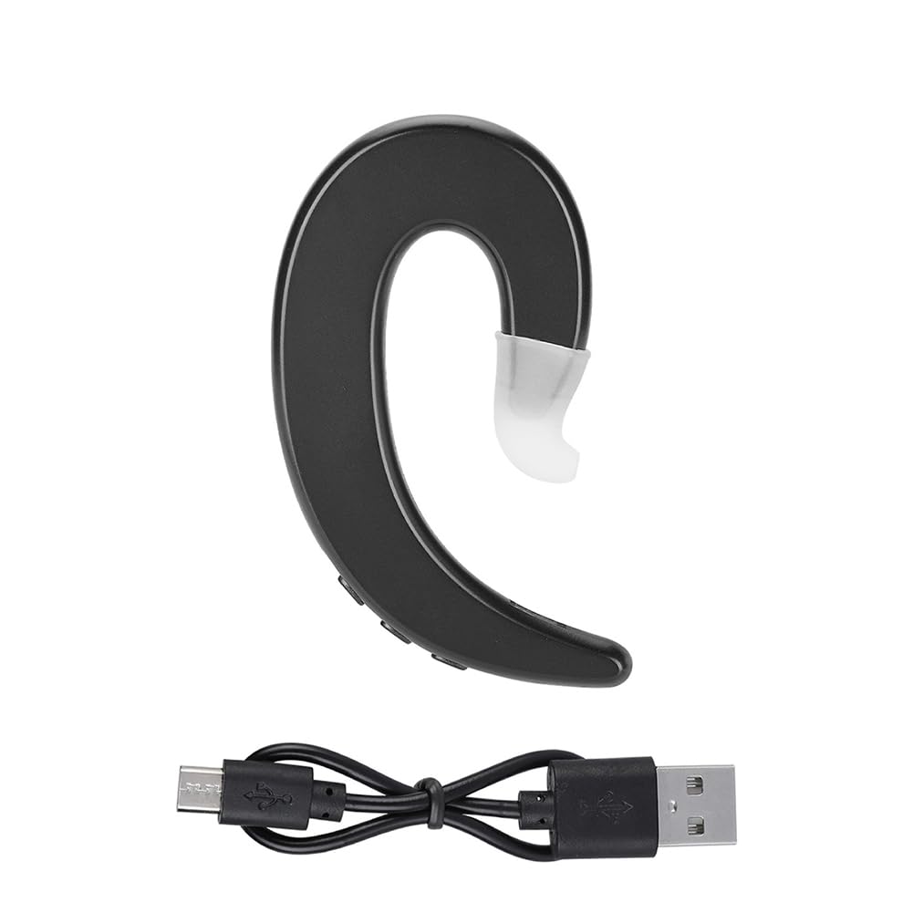 Casque Bluetooth sans Bouchon d'oreille, sans Fil Mains Libres Crochet d'oreille Casque Bluetooth Casque à Conduction osseuse indolore pour Smartphones Conduite d'affaires(Noir)