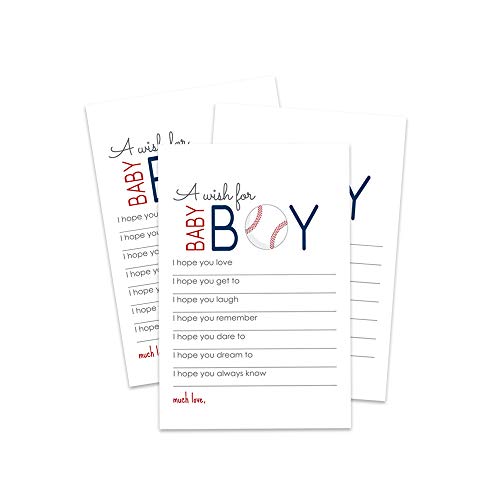 Baseball Wish Cards for Boys Baby Shower Games (Set of 20) Time Capsule