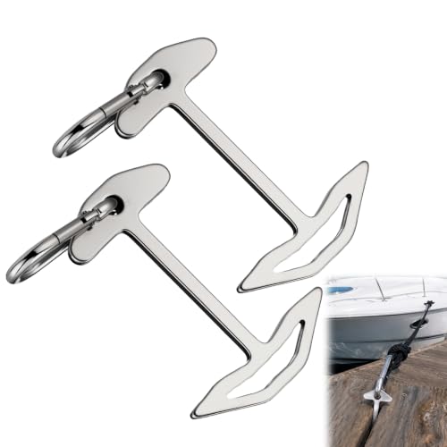 ElaraBerry 2 Pcs Deck Dock Anchors for Gap Between Board Quick Dock Cleat High-strength 304 Stainless Steel 1, 000lb Break Strength Easy Temporary Tie Down for Trailer Kayaks Canoes Small Boat Camping