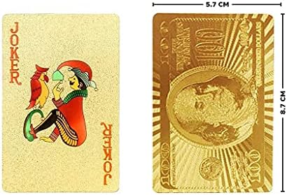 Gold Plated Waterproof Playing Cards in a Wooden Gift Box, Flexible PVC Plastic Gold Playing Cards Premium Poker Cards, Flexible Use for Party Game, Tash Card Set for Game Deck