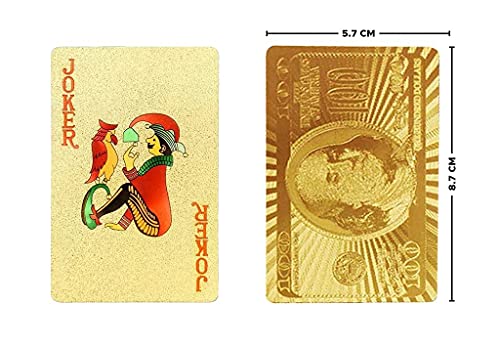 FABULASTIC Gold Plated Waterproof Playing Cards in a Wooden Gift Box, Flexible PVC Plastic Gold Playing Cards Premium Poker Cards, Flexible Use for Party Game, Tash Card Set for Game Deck