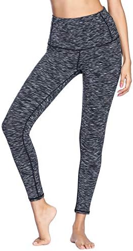 Dragon Fit Compression Yoga Pants Power Stretch Workout Leggings with High Waist Tummy Control (Small, Ankle-Spacedye-BlackGrey)