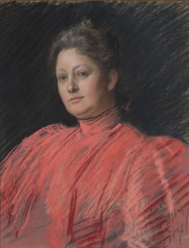 Impression d'art Portrait de Mme Abbey en robe rose, toile haute définition Edwin Austin Abbey