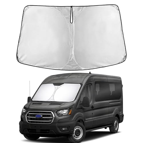 Image of EcoNour Windshield Sun Shade Compatible for Ford Transit 2015-2026 | Van Front Window Sun Visor Protector | Foldable 4-Layer Sunshade | Blocks UV Rays & Keeps Cabin Cool