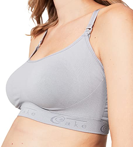 Cake Maternity Cotton Candy Wirefree Nursing Bra For Breastfeeding, Seamless Maternity Sleep Bra, Steel Grey, X-Large #TOP3