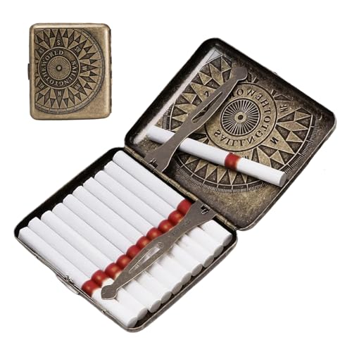 Pitillera vintage de metal de 20 capacidades con clip