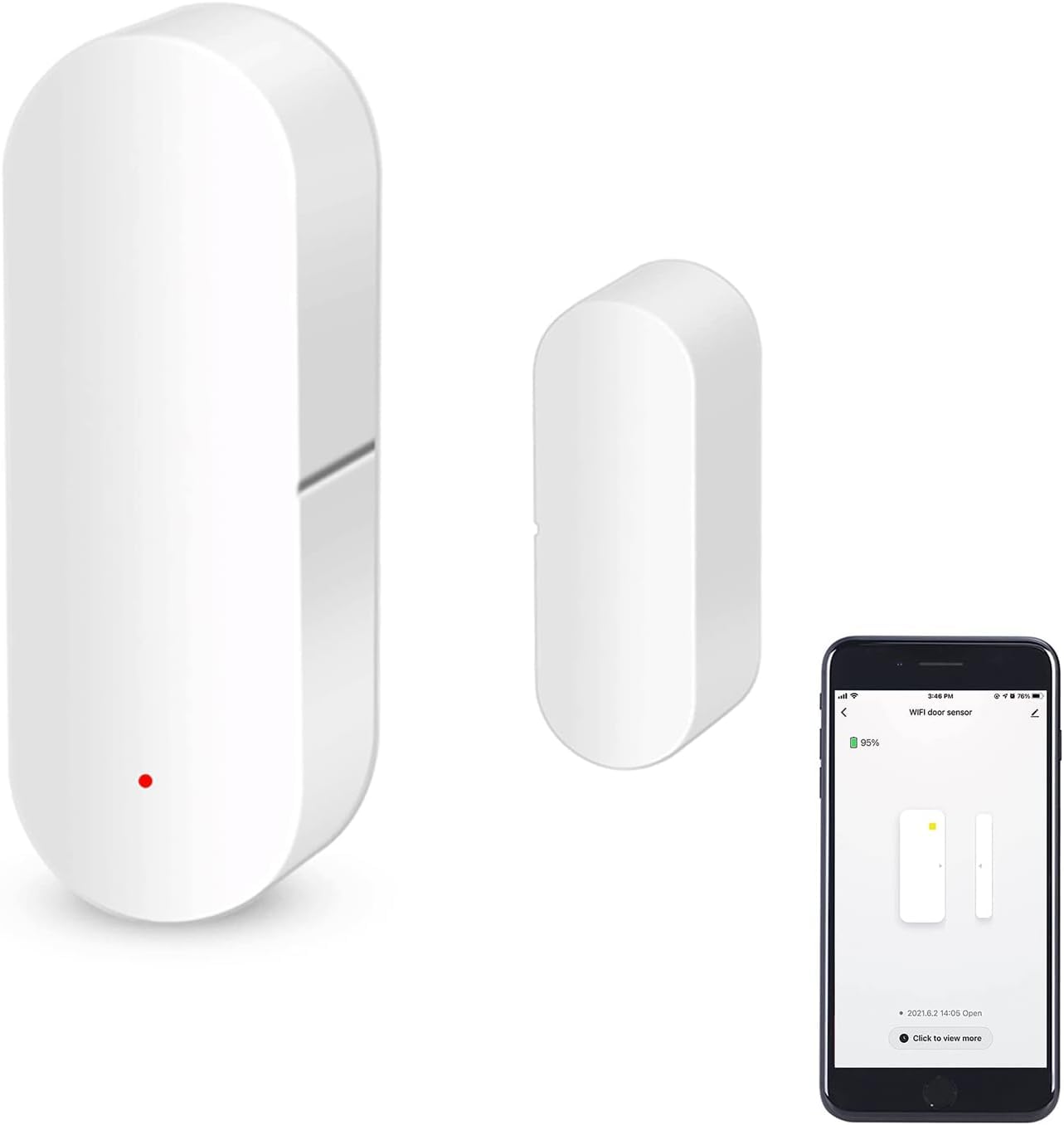 Sensor de Puerta WiFi, Sensor de Contacto de Ventana Inteligente, Alarma inalámbrica de Senso r de Puerta de Ventana, Compatible con Alexa y Google Assistant, no Requiere concentrador, 1 Pack