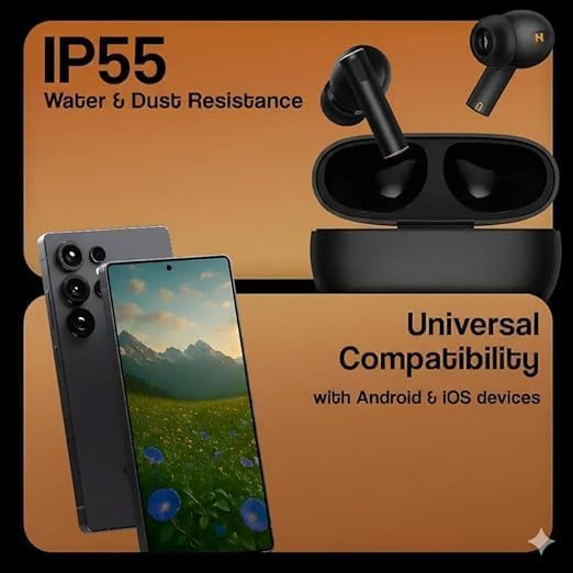 Image of Compatible with Realme Buds Air 6 Bluetooth TWS Earbuds with Active Noise Cancellation, Balanced Sound and Comfort (Black)
