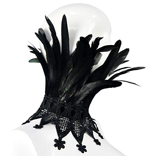 HOMELEX Black Gothic Victorian Natural Feather Splice Collar Choker Cape (YM-012)