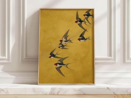 Toile abstraite oiseau au design minimaliste et finitions d'art