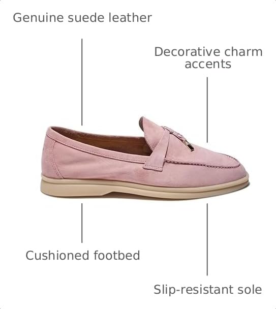 Image of Women's Summer Stroll Charms Premium Designer Suede Leather Loafers Shoes