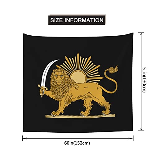 Whirose Persian Flag Iranian Lion Sun And Crown Iran Persia Tapestry Bedroom Living Room Dining Room Decoration Tapestry Hippie Boho Tapestries 60×51 Inch #TOP6
