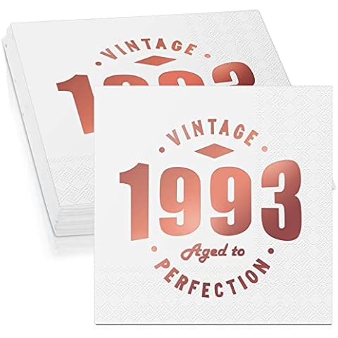 40 Stück Servietten zum 30. Geburtstag Rosegold Vintage 1993 Servietten 3 Lagige Einwegservietten 30. Papierservietten Party Cocktailservietten Cover