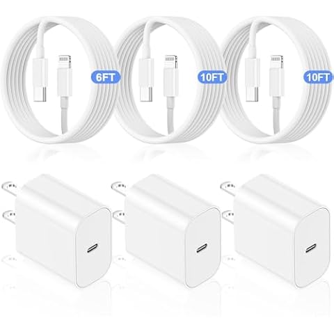 6ft/10ft/10ft iPhone Charger Fast Charging Block,Wall Charger Plug and Long USB C to Lightning Cable Cord,Type C Charging Cube Adapter Brick Box for Apple iPhone 14 Pro Max/13 Pro/12 Mini/11 Pro/XS/XR Cover
