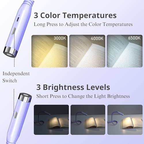 Joyzy Neck Reading Light Rechargeable Book Light For Reading In Bed With 3 Colors & 3 Brightness thumb #2