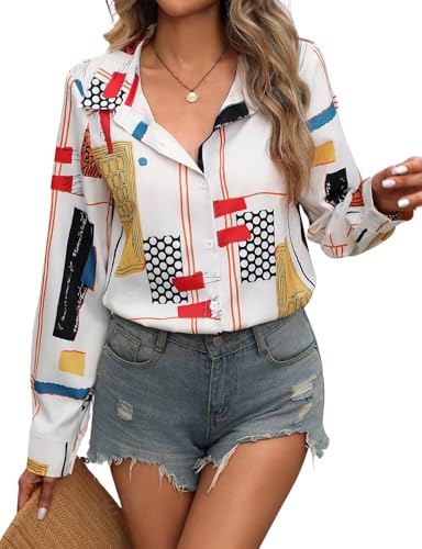 Image of TOPLOT Women's Shirt | Stylish Top Design | Modern Abstract & Floral Prints | Classic Collar with Front Closure for Polished and Everyday Styling | Long Sleeve Casual (5110)