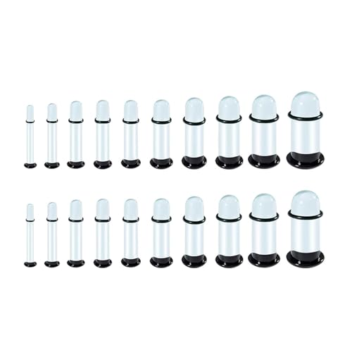 JRAIYBZ 20pcs Glass Ear Stretching Kit,Dead Stretching Kit,Single Flare Glass Plugs with O-Rings,Safe Ear Gauges for Women & Men,Body Jewelry for Piercing,Stretching & Ear Expanders（1.6mm to 6mm）