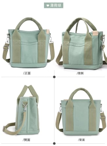 Bolso tote vintage para mujer, de lona (caqui) miniatura 6