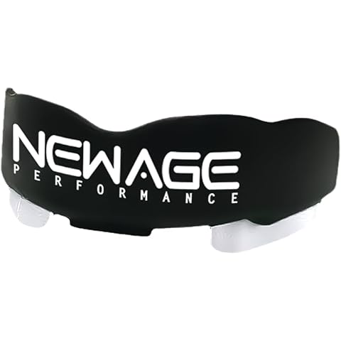 New Age Performance Sports Mouthguard, Low Profile Design, Enhances Athletic Performance Including Strength, Balance & Endurance, Stabilize Jaw for Contact Sports & Protect Teeth, (Black/White) Cover