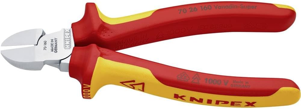 Knipex 70 26 160 1000V Insulated Diagonal Cutter, 160 mm