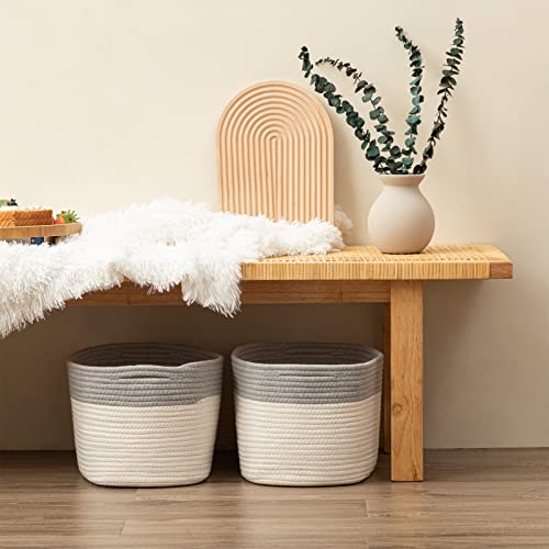Ubbcare Set Of 3 Cotton Rope Storage Baskets For Shelves-15 In X 10 In X 9 In, Foldable Woven Storage Basket For Organizing,Decorative Cube Storage Bins With Handles For Living Room #TOP3