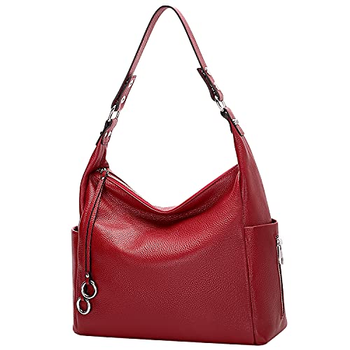 Over Earth Genuine Leather Hobo Purses And Handbags For Women Ladies Shoulder Crossbody Purse(O116E Wine Red) #TOP2