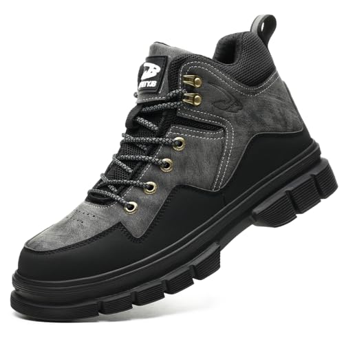 CORANSBER Steel Toe Boots for Men Women Safety Boots Indestructible Composite Toe Boots Lightweight Construction Steel Toe Shoes