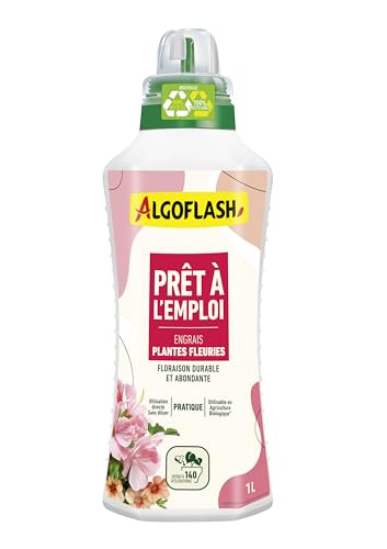 Algoflash Engrais Liquide Plantes Fleuries, Prêt à l'emploi, Utilisable en Agriculture Biologique - 1 L, Marron