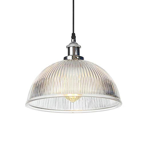 Luminaire Suspendu Industriel Vintage en Verre et Fer Lampe Suspension E27