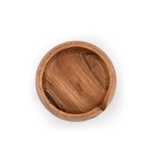Image of EDHAS Yarn Storage Acacia Wood Hand Made by Indian Artisans Yarn Bowl for Crocheting & Knitting (6 inch x 6 inch x 3'')