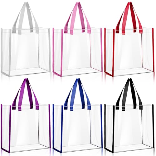 BBTO 6 Pcs Clear Tote Bag Stadium Approved Plastic Hand Bag