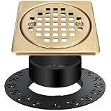 Champagne Bronze 4 inch Drain Grate Kit, Shower Drain Compatible with Schluter Kerdi Drain Flange, Removable Square Floor Drain with Adjustable Collar,with ABS Flange-SUS304 Stainless Steel Grate