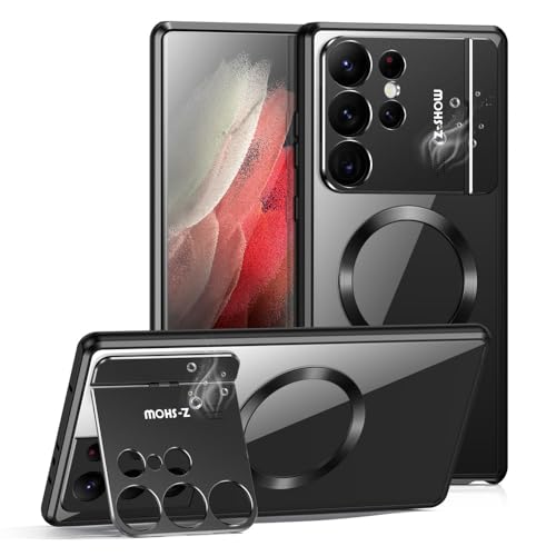 Coque Samsung S21 Ultra magnétique anti-choc avec support invisible noir