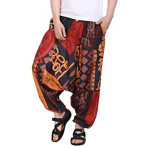 Image of Whitewhale Men's Cotton Solid Harem Pants Yoga Trousers Hippie Pant