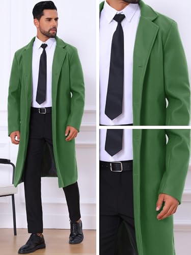 Image of Lars Amadeus Winter Trench Coat for Men's Single Breasted Notch Lapel with Pockets Formal Overcoat