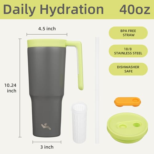Image of Konokyo 40 oz Tumbler with Handle and Straw, Insulated Water Bottle