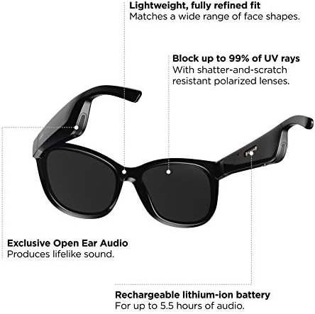Bose Frames Soprano, Smart Glasses, Bluetooth Audio Sunglasses, with Open Ear Headphones, Cat-Eye, Black