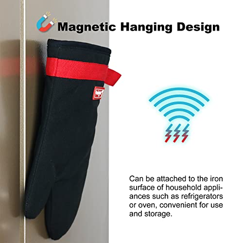 Coziselect Oven Mitts Sets, 500 Degree Heat Heat Resistant Gloves With Anti-Slip Silicone And Magnetic Hang Design, Suitable For Cooking, Baking, Grilling, Black #TOP1
