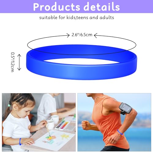 Image of Morcheiong 12 Pieces Silicone Bracelets- Dark-Blue Color Blank Rubber Wristbands for Adults Teen Party Favors