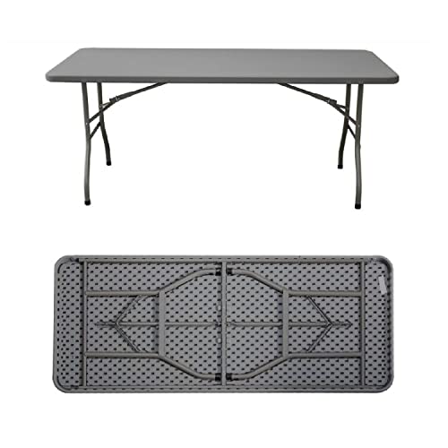 Solycarpa Mesa Rectangular 200 x 90 con Patas Plegables de Exterior, Jardín, Catering y Hostelería. Auxiliar para Comedor y Camping, de 8 o 10 Personas, Fácil de Transportar, Portátil y de PVC.